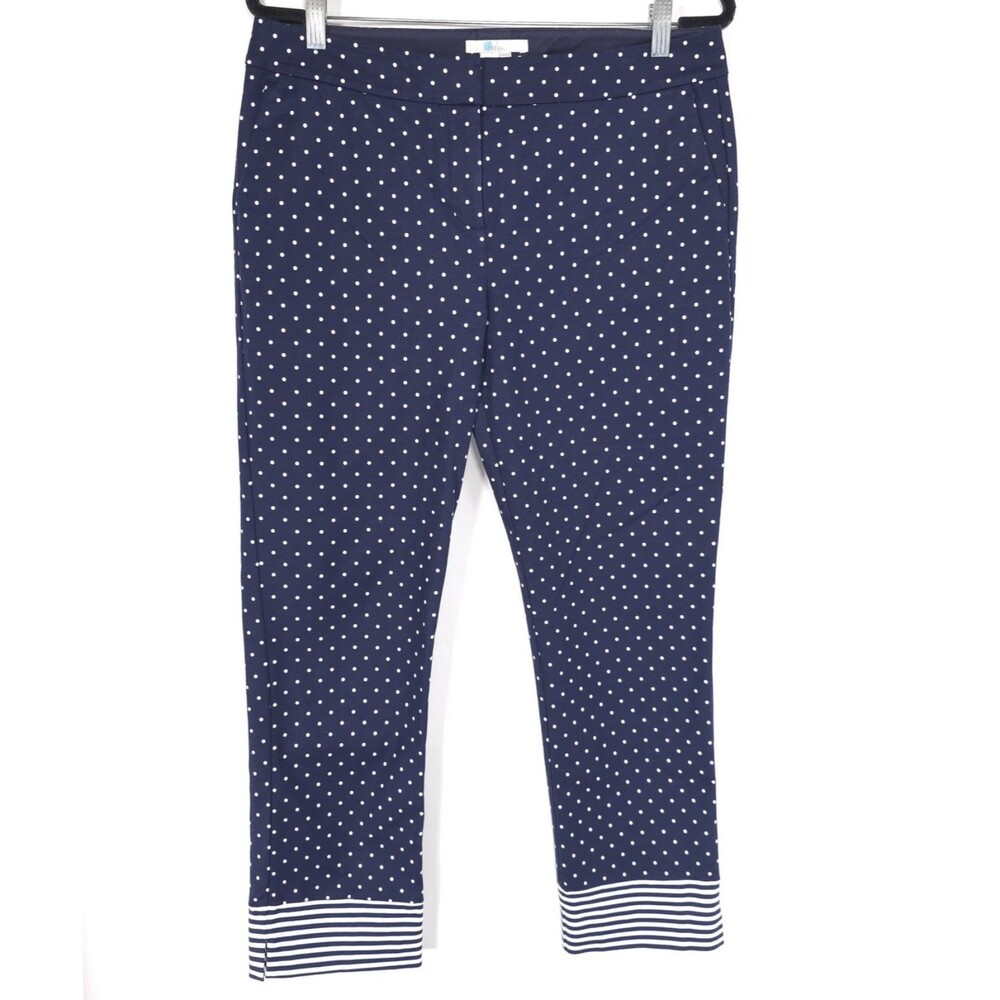 BODEN Women’s Pants Slim 10R Polka Dot Crop Ankle Blue White T0114